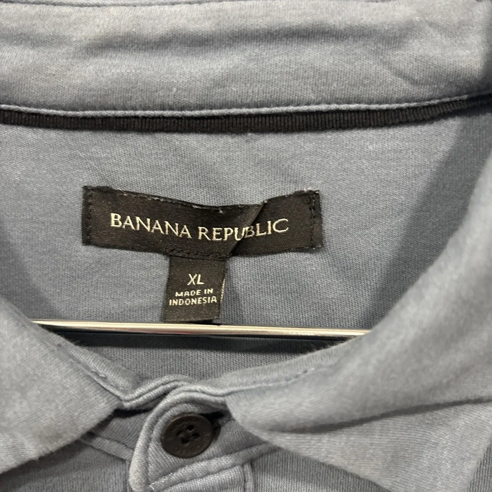 Banana Republic Luxury Touch Polo Shirt Mens XL Short Sleeve Steel Blue Golf